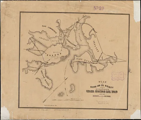 Plan of Boston and its vicinity showing the connection of the Grand Junction Rail Road with the Harbor and other Rail-roads