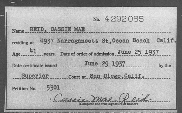 Reid, Cassie Mae - 1937
