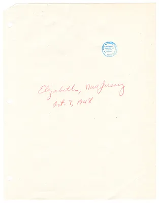 Reading Copy, Speech of President Harry S. Truman, Elizabeth, New Jersey
