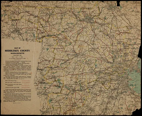 Map of Middlesex County, Massachusetts, January, 1921