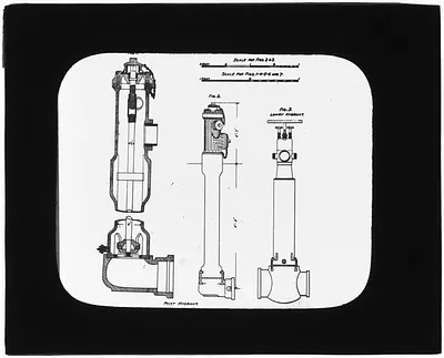Distribution Department, Post Hydrant and Lowry Hydrant, engineering plan, Mass., ca. 1880-1889