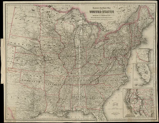 Traveler's rail road map of the United States to accompany "Boston to Washington" Riverside Series Centennial Guides