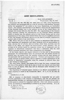 Army Regulations, Changes Number 56, from Major General H. L. Scott