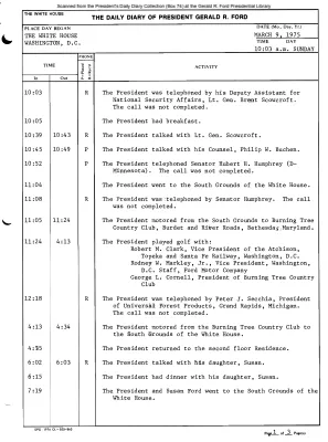 President Gerald R. Ford's Daily Diary, March 09, 1975