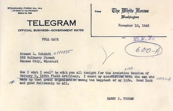 Correspondence Between President Harry S. Truman and Ernie Schmidt with Related Material