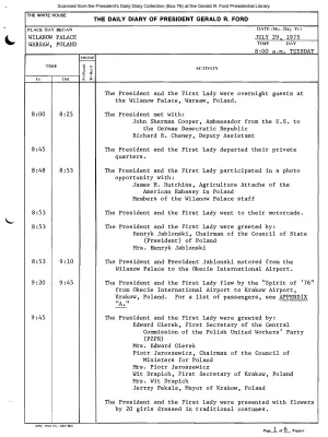 President Gerald R. Ford's Daily Diary, July 29, 1975