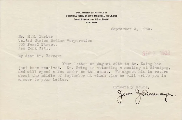 Letters Received to H.H. Barker, September 2, 1930