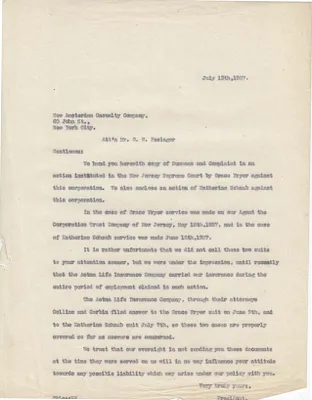 Letters Sent to G.W. Pesinger [George W. Pesinger], July 13, 1927