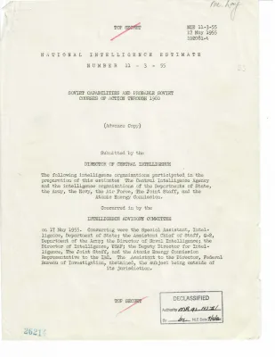 National Intelligence Estimate 11-3-55, Soviet Capabilities and Probable Soviet Courses of Action Through 1960, Part 1 of 5