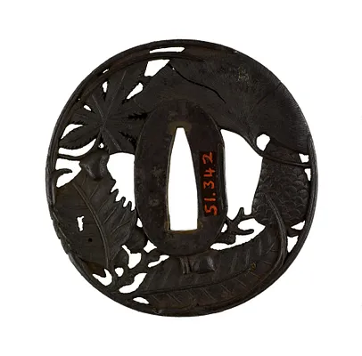 Tsuba with Autumn Leaves