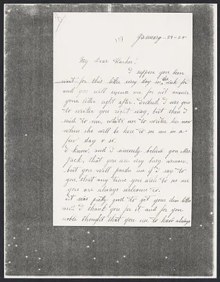 Sacco-Vanzetti Case Records, 1920-1928. Correspondence. Nicola Sacco to Mrs. Cerise Jack, January 29, 1925. Box 38, Folder 61, Harvard Law School Library, Historical & Special Collections