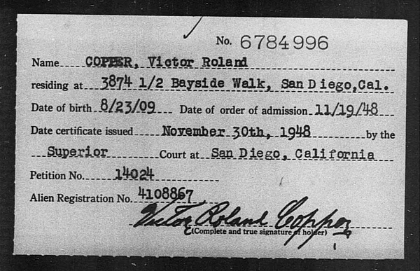 Copper, Victor Roland - 1948