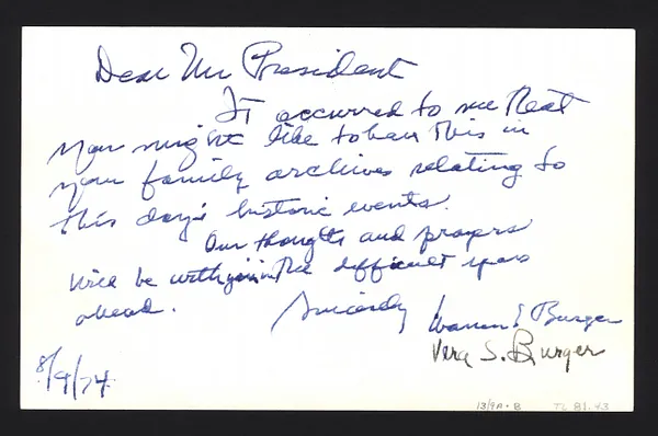 Oath of Office Card Used during the Swearing-in of Gerald Ford as President of the United States