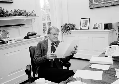 Jimmy Carter Working on His State of the Union Address