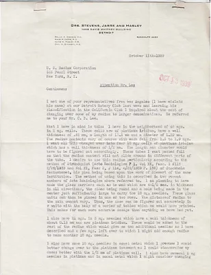 Letters Received to Mr. Lee [C.B. Lee], October 11, 1939