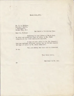 Letters Sent to E.A. Markley, March 24, 1931