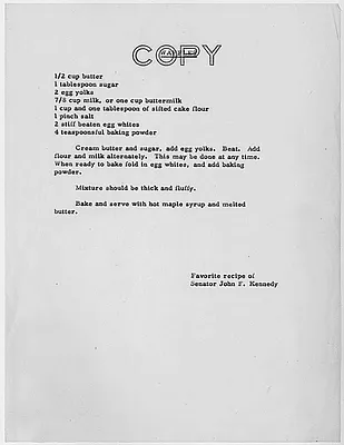 John F. Kennedy's waffle recipe