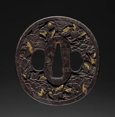 Sword Guard (Tsuba) with Peonies