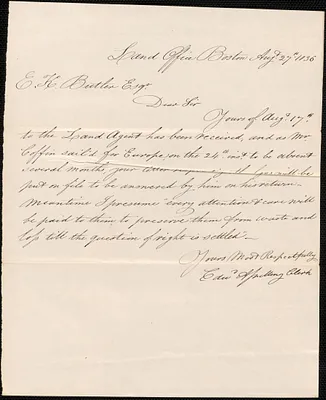 Edward A. Snelling to E.K. Butler, 27 August 1836