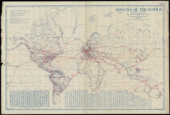 Airways of the world on Mercator's projection