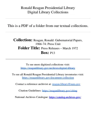 Press Releases - March 1972