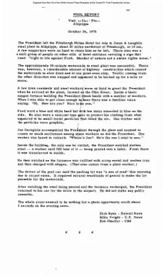 Pool report - Visit to Steel Plant, Aliquippa