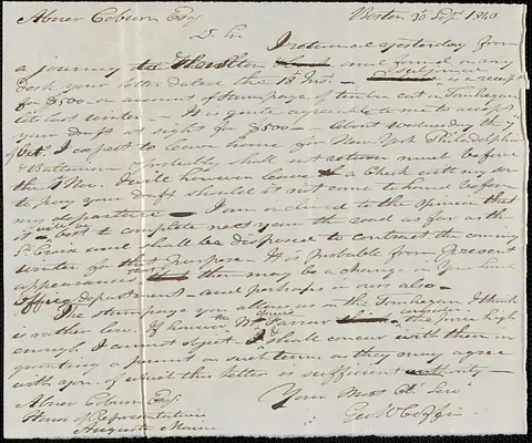 George Coffin to Abner Coburn, 30 September 1842