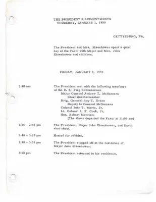 The President's Daily Appointments for January-June 1959