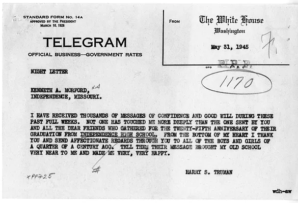 Correspondence Between President Harry S. Truman and Kenneth Morford