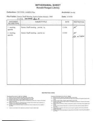 Senior Staff Meeting Action Items - January 1984 (1)