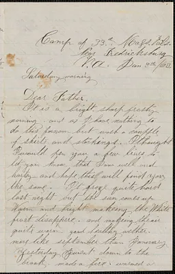 Letter from William Jubb, near Fredricksburg V.A., to Thomas Jubb, West Chelmsford, Mass., January 3, 1863