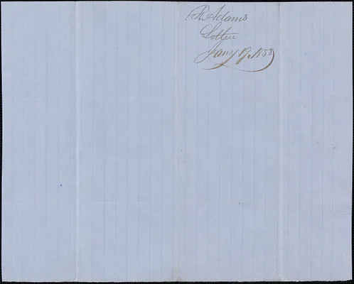 Franklin Adams to W. A. Harrington, 19 January 1858