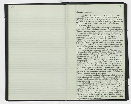 Handwritten journal entry for March 10, 1969