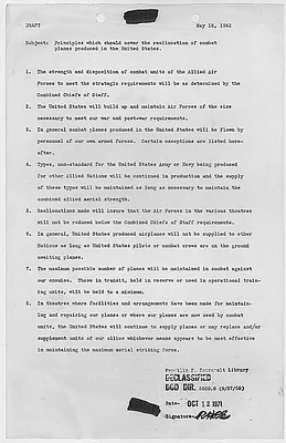 Memorandum on "Principles which should cover the reallocation of combat planes produced in the United States"