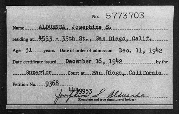 Alduenda, Josephine S. - 1942