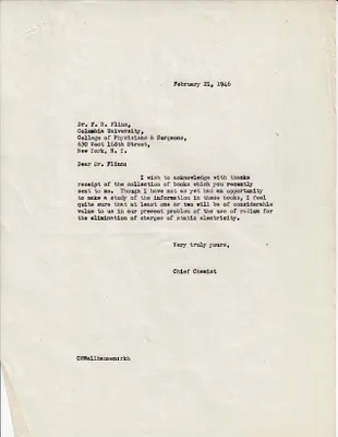 Letters Sent to Dr. Frederick B. Flinn, February 21, 1946