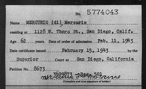 Mercurio (Di), Mercurio - 1943