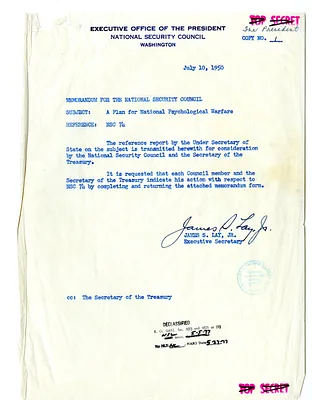 Memorandum from James S. Lay, Jr. to the National Security Council with Attachment