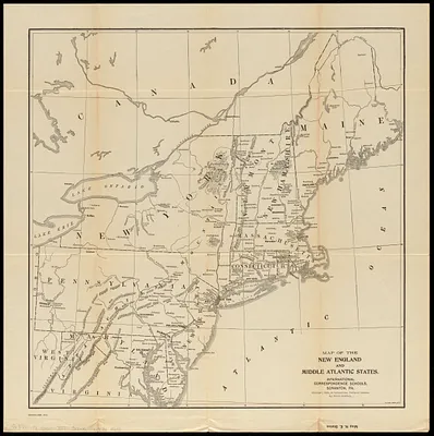 Map of the New England and Middle Atlantic States