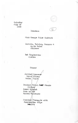 White House Luncheon and Dinner Menu