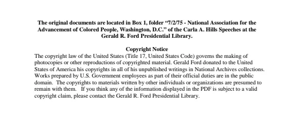 7/2/75 - National Association for the Advancement of Colored People, Washington, D.C.