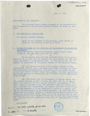 Memorandum for President Harry S. Truman