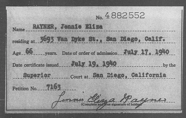 Rayner, Jennie Eliza - 1940