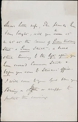 [John Biddulph Martin] autograph note to [Victoria Woodhull Martin], approximately 1883-1897