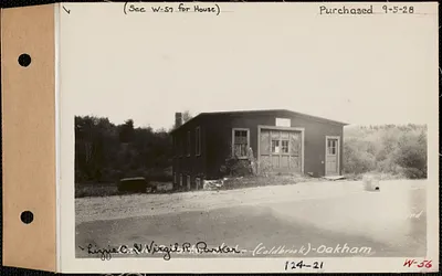 Lizzie C. and Virgil R. Parker, garage, Coldbrook, Oakham, Mass., Jun. 4, 1928