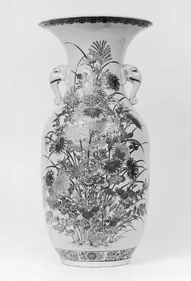 Vase with Autumn Flowers and Elephant Handles