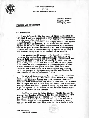 Letter from Ambassador Edwin F. Stanton to President Harry S. Truman