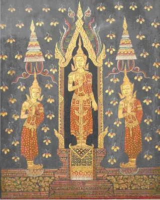 The Buddha with his disciples Sariputta and Moggalana