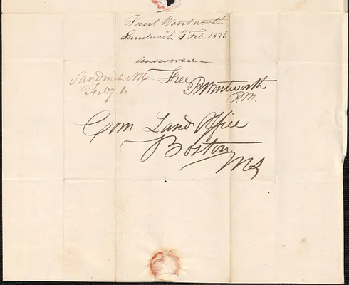 Paul Wentworth to the Land Office, 1 February 1836