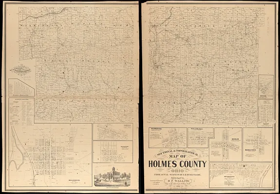 Sectional & topographical map of Holmes County, Ohio